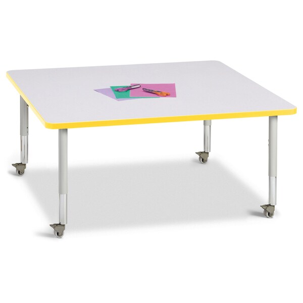 Jonti-Craft Berries Square Activity Table, 48 in. x 48 in., Mobile, Freckled Gray/Yellow/Gray - 6418JCM007