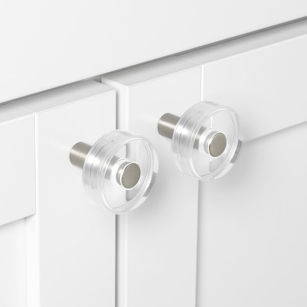 Gliderite Hardware 1-1/2 in. Clear Acrylic Knob Satin Nickel, 25PK - 5828-SN-25
