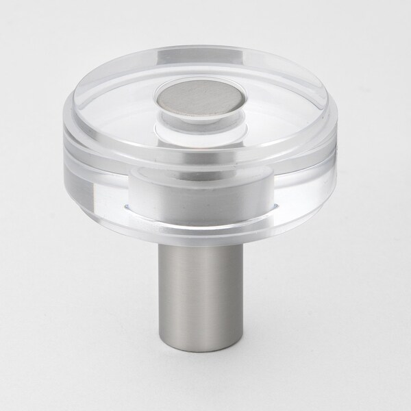Gliderite Hardware 1-1/2 in. Clear Acrylic Knob Satin Nickel, 25PK - 5828-SN-25