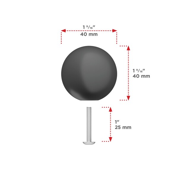 Richelieu Firenze Collection 1 9/16-inch (40 mm) Matte Black Traditional Round Closet Door Knob - BP878940900