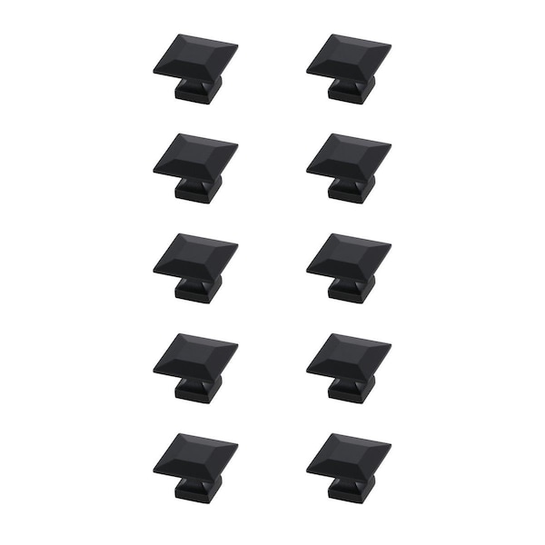 Elegant Decor 1.3 in. Cecil Multipack Square Knob, Matte Black, 10PK - KB2025-MB-10PK