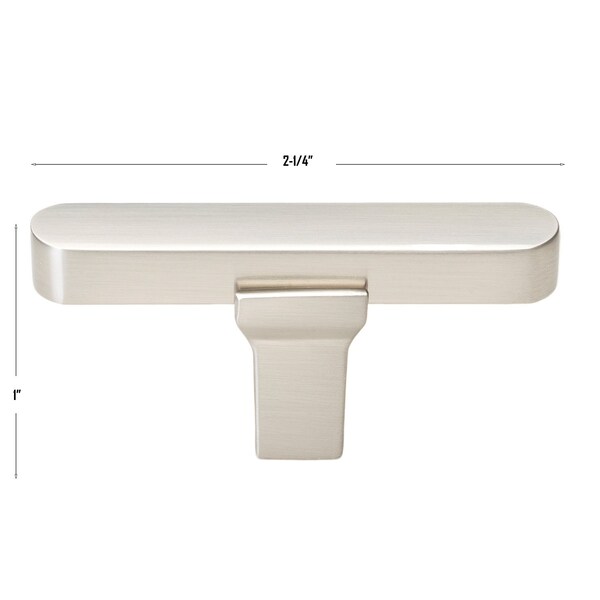 Gliderite Hardware 2-1/4 in. Center to Center Solid Flat T Knob Satin Nickel, 25PK - 4842-T-SN-25