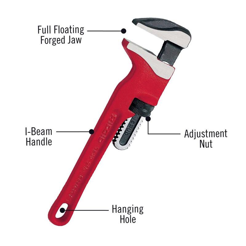 Llave de tubo RIDGID de 12 pulgadas con mordazas lisas y estrechas para capacidad de tubo de 3/8 a 2-5/8 pulgadas - 31400
