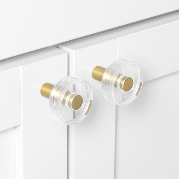 Gliderite Hardware 1-1/2 in. Clear Acrylic Knob Satin Gold - 5828-SG-1