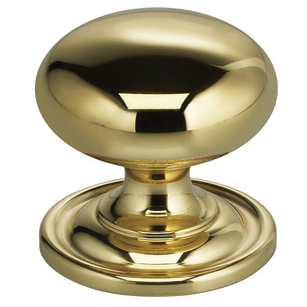Omnia Round Cabinet Knob with Backplate Bright Brass 1-3/16" - 9158/30.3