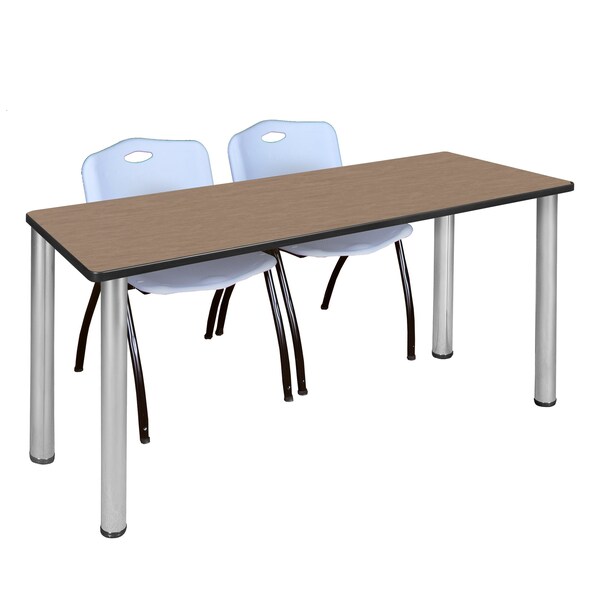 Regency Kee Training Table W/ 2 M Stack Chairs, 66 in W, 24 in L, Noble Oak - MT6624NOBPCM47GY