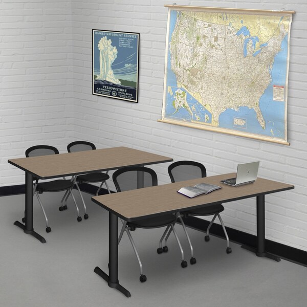 Regency Cain T-Base Training Seminar Table, 66 in W, 24 in L, Noble Oak - MTRCT6624NO