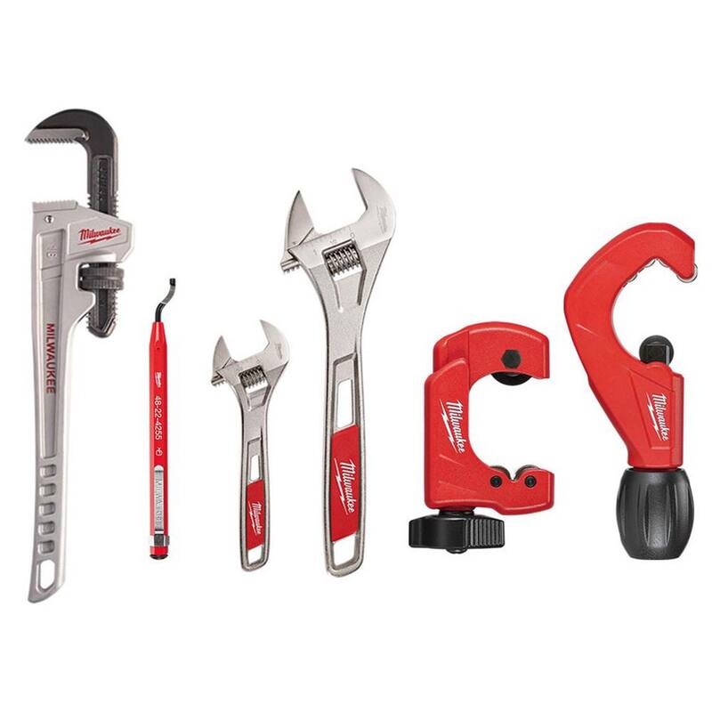 Juego de herramientas manuales para plomeros de Milwaukee de 18 pulgadas (6 piezas) - 48-22-7218-48-22-7400-48-22-4252-48-22-4