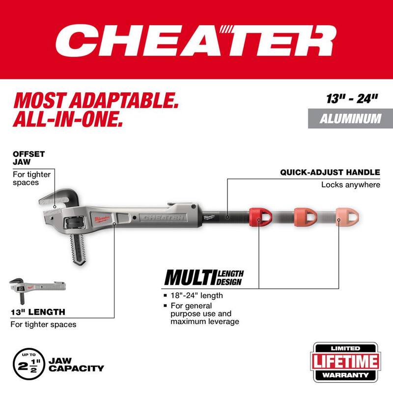 Llave de tubo de aluminio offset adaptable Milwaukee CHEATER - 48-22-7322