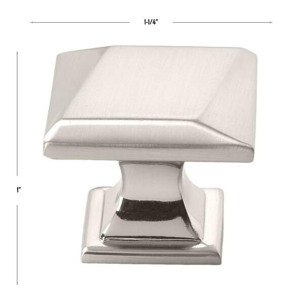 Gliderite Hardware 1-1/4 in. Square Twisted Knob Satin Nickel, 5PK - 5865-SN-5