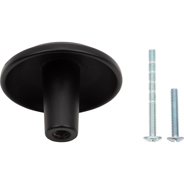 Designperfect 1-1/4 Diameter Round Cabinet Knob, Matte/Flat Black, 10PK - DPA10R92KBLK