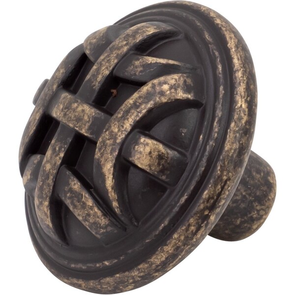 Designperfect 1-1/4 Diameter Round Cabinet Knob, Weathered Brass, 25PK - DPA25L68KWB