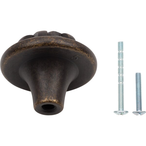 Designperfect 1-1/4 Diameter Round Cabinet Knob, Weathered Brass, 25PK - DPA25L68KWB