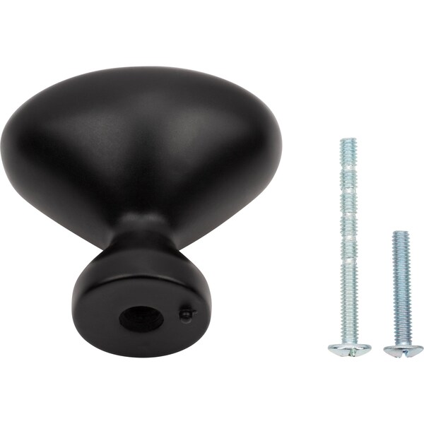 Designperfect 1-1/4 Overall Length Oval Cabinet Knob, Matte/Flat Black, 10PK - DPA10B7KBLK