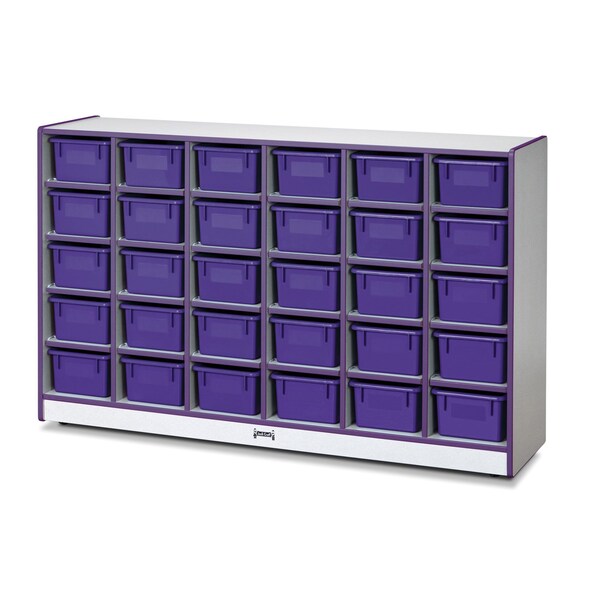 Jonti-Craft Rainbow Accents 30 Cubbie-Tray Mobile Storage, with Trays, Purple - 0431JCWW004