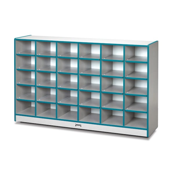 Jonti-Craft Rainbow Accents 30 Cubbie-Tray Mobile Storage, without Trays, Teal - 0430JCWW005