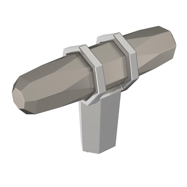 Amerock London 2-1/2 in 64 mm Length Satin Nickel/Polished Chrome Cabinet Knob - BP36647G1026