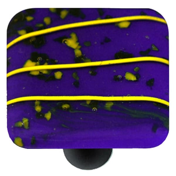 Towels Usa Mardi Gras Yellow with Cobalt Blue Square Glass Cabinet Knob - Black Post - TO2522019