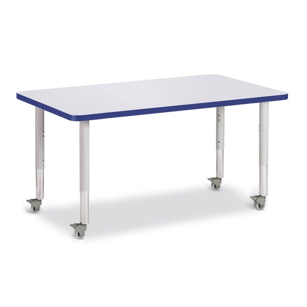 Jonti-Craft Berries Rectangle Activity Table, 30 in. x 48 in., Mobile, Freckled Gray/Blue/Gray - 6473JCM003
