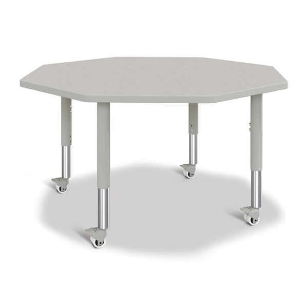 Jonti-Craft Berries Octagon Activity Table, 48 in. x 48 in., Mobile, Freckled Gray/Gray/Gray - 6428JCM000