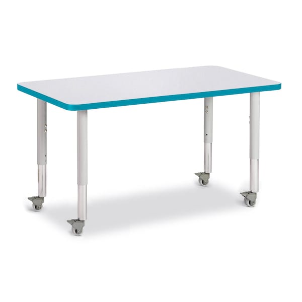 Jonti-Craft Berries Rectangle Activity Table, 24 in. x 36 in., Mobile, Freckled Gray/Teal/Gray - 6478JCM005