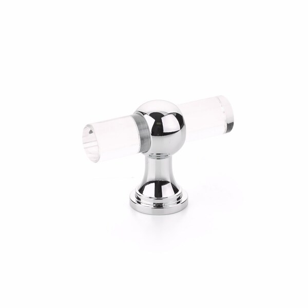 Schaub Lumiere Transitional Cabinet T Knob Acrylic Polished Chrome Finish - 411-26