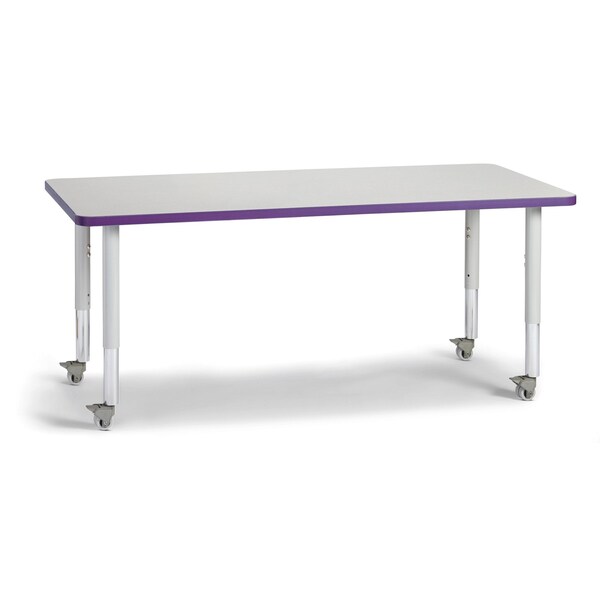 Jonti-Craft Berries Rectangle Activity Table, 30 in. x 60 in., Mobile, Freckled Gray/Purple/Gray - 6408JCM004