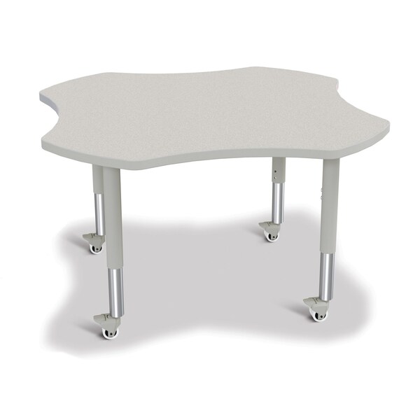 Jonti-Craft Berries Four Leaf Activity Table, Mobile, Freckled Gray/Gray/Gray - 6453JCM000