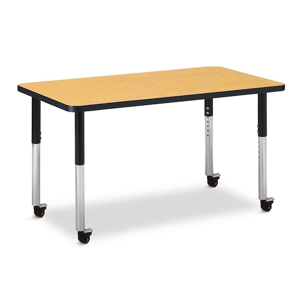 Jonti-Craft Berries Rectangle Activity Table, 24 in. x 36 in., Mobile, Oak/Black/Black - 6478JCM210