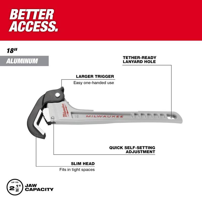 Llave de tubo de aluminio autoajustable de 18 pulgadas de Milwaukee - 48-22-7418