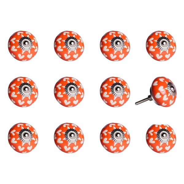 Decoracion KI1211 Knob It - Orange White & Silver, 12PK - DE3086687
