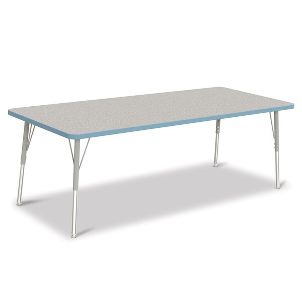 Jonti-Craft Berries Rectangle Activity Table, 30 in. x 72 in., A-height, Freckled Gray/Coastal Blue/Gray - 6413JCA131