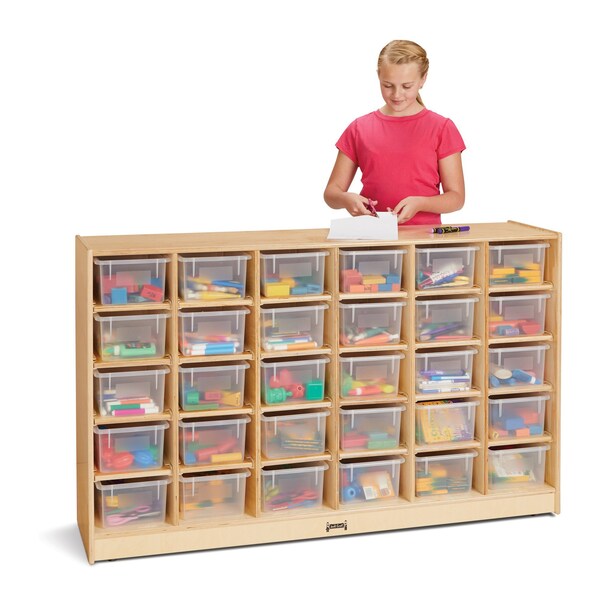 Jonti-Craft 30 Cubbie-Tray Mobile Storage, with Clear Trays - 04310JC