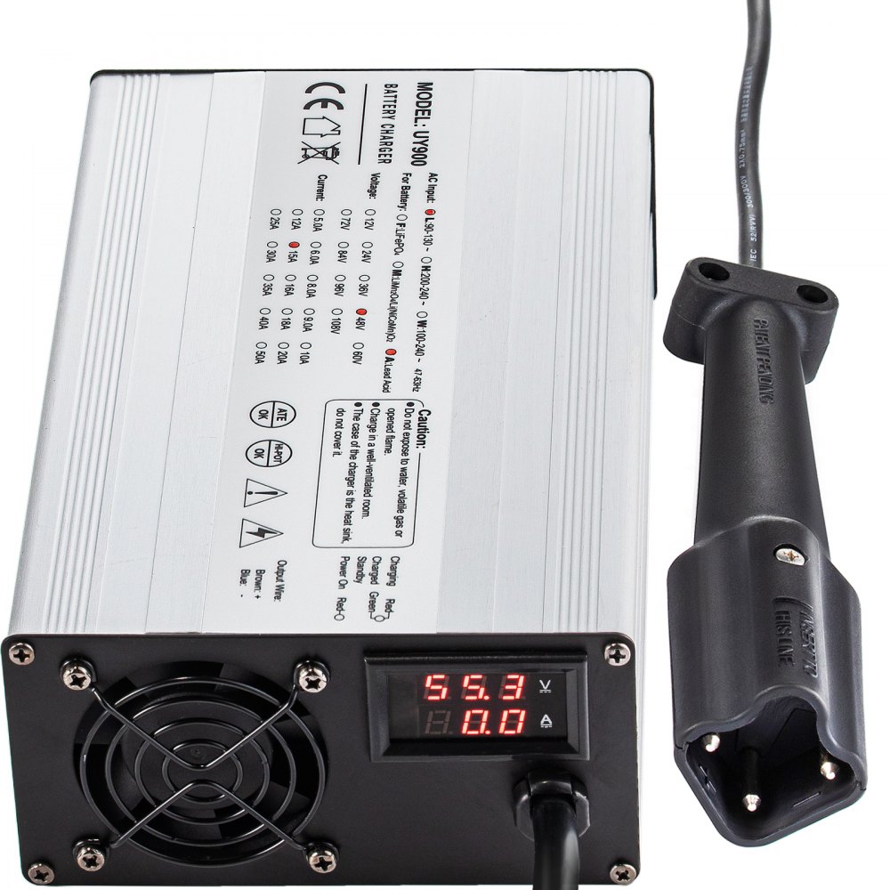 VEVOR 48 Volt 15 Amp Golf Cart Battery Charger with G29 Drive/LED Club Car Battery Charger Aluminum Shell Power Wise for Ez Go Yamaha - QSDDCCDQ48V15AG29V1