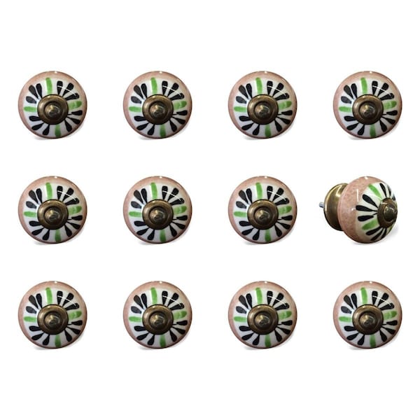 Pipers Pit Multi Color Ceramic & Metal Knob, 1.5 x 1.5 x 1.5 in., 12PK - PI3097532