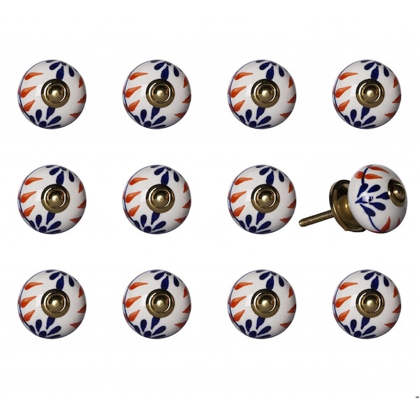 Homeroots Multi Color Ceramic & Metal Knob; 1.5 x 1.5 x 1.5 in. - Pack of 12 - 358094