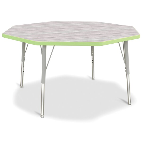Jonti-Craft Berries Octagon Activity Table, 48 in. x 48 in., E-height, Driftwood Gray/Key Lime/Gray - 6428JCE451