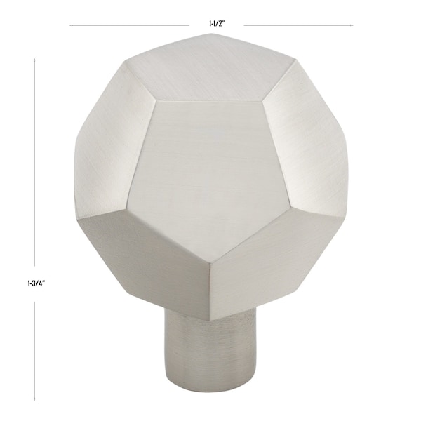 Gliderite Hardware 1-1/2 in. Faceted Knob Satin Nickel - 5826-SN-1