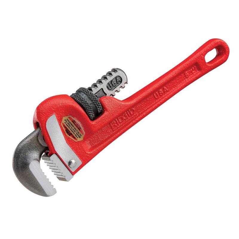 Llave de tubo recta RIDGID de 6 pulgadas para plomería pesada, herramienta resistente para tuberías con roscas autolimpiantes y mordazas de gancho - 31000