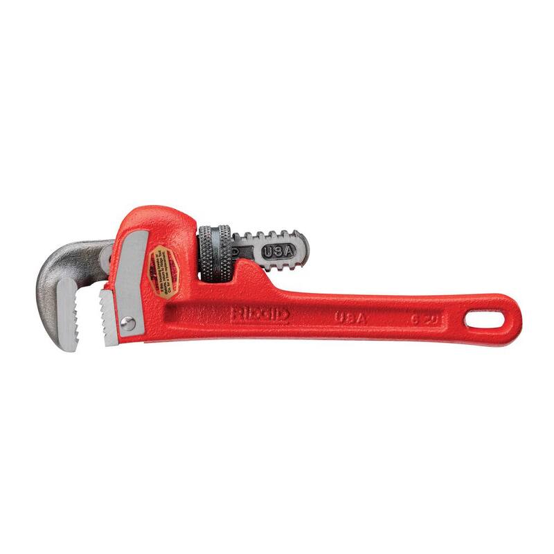 Llave de tubo recta RIDGID de 6 pulgadas para plomería pesada, herramienta resistente para tuberías con roscas autolimpiantes y mordazas de gancho - 31000