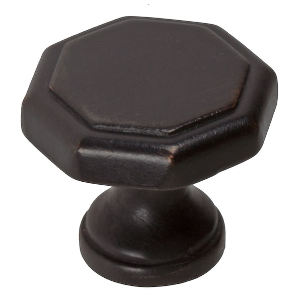 Gliderite Hardware 1-1/8 in. Oil Rubbed Bronze Octagon Cabinet Knob, 10PK - 5330-ORB-10