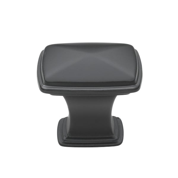 Gliderite Hardware 1-1/4 in. Matte Black Square Cabinet Knob, 5PK - 81091-MB-5