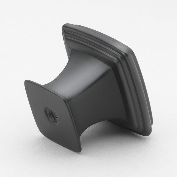 Gliderite Hardware 1-1/4 in. Matte Black Square Cabinet Knob, 5PK - 81091-MB-5