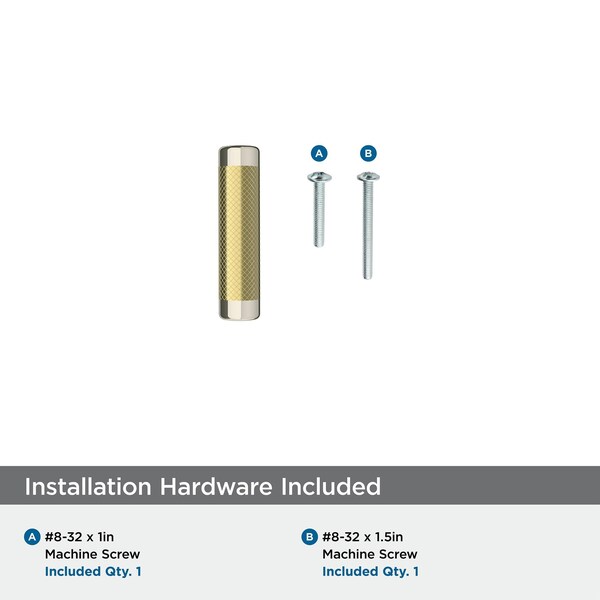Amerock Esquire 2-5/8 in 67 mm Length Polished Nickel/Golden Champagne Cabinet Knob - BP36556PNBBZ