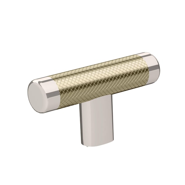 Amerock Esquire 2-5/8 in 67 mm Length Polished Nickel/Golden Champagne Cabinet Knob - BP36556PNBBZ