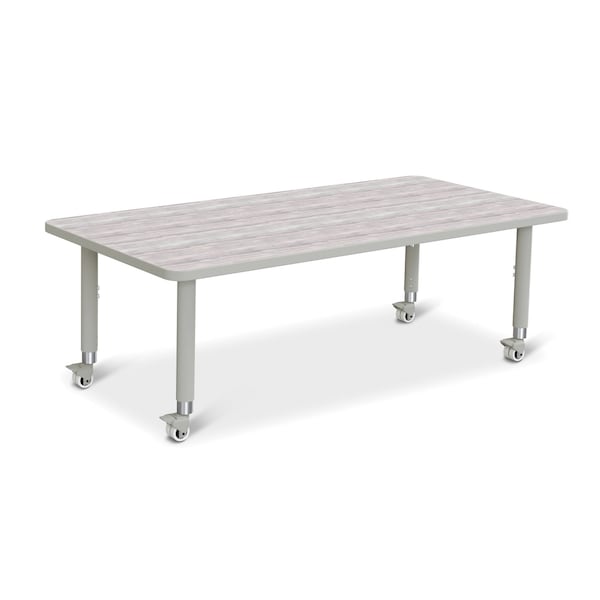 Jonti-Craft Berries Rectangle Activity Table, 30 in. x 60 in., Mobile, Driftwood Gray/Gray/Gray - 6408JCM450