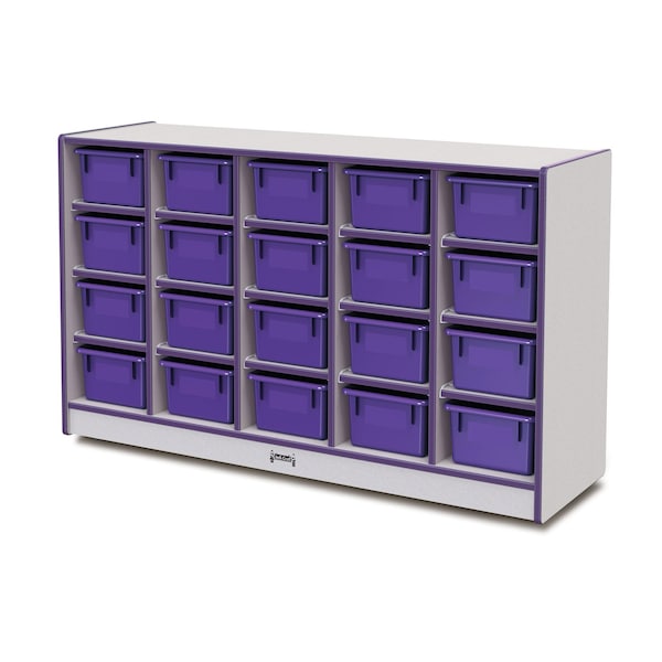 Jonti-Craft Rainbow Accents 20 Cubbie-Tray Mobile Storage, with Trays, Purple - 0421JCWW004