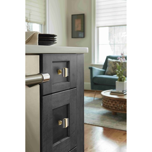 Amerock Overton 1-3/8 in 35 mm Length Black Chrome/Brushed Gold Cabinet Knob - BP36680BCRBGL