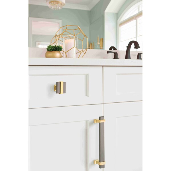 Amerock Overton 1-3/8 in 35 mm Length Black Chrome/Brushed Gold Cabinet Knob - BP36680BCRBGL