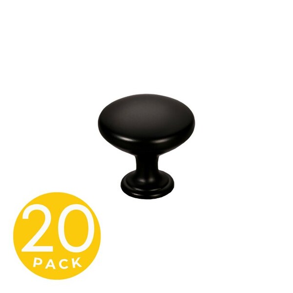 Sapphire Alpha Series 1 in. Black Modern Round Cabinet Knob (20-Pack) - SP-1145-K-BK-20